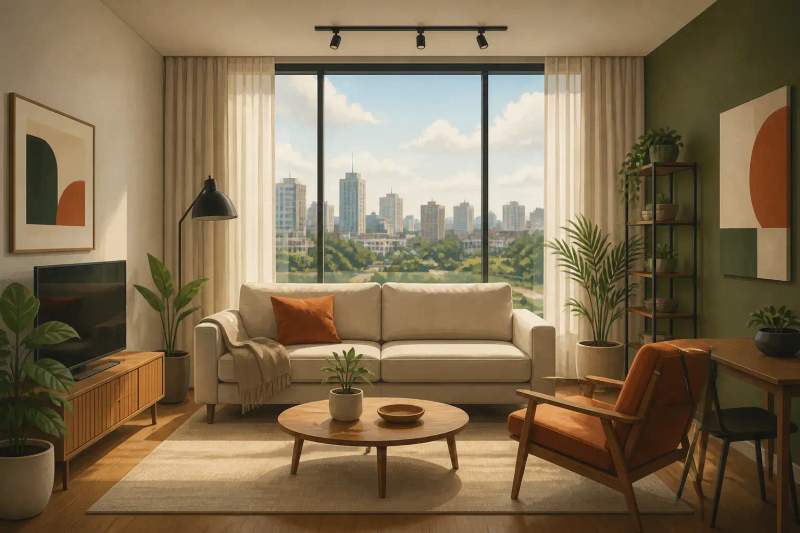 Apartamento mobiliado e moderno em Curitiba pronto para locação por temporada.