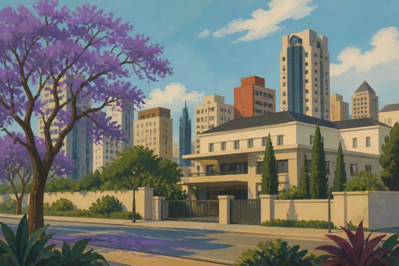 Fachada de prédio residencial urbano em Curitiba com apartamentos mobiliados e arquitetura moderna.