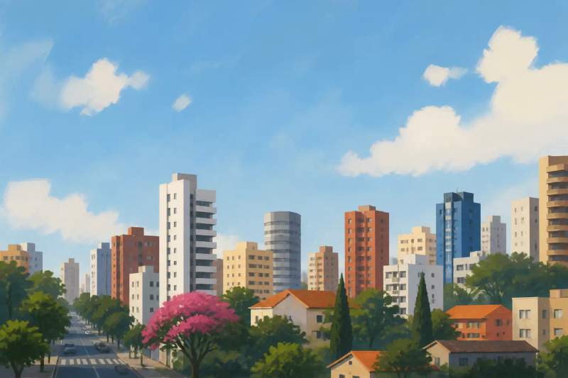 Flat mobiliado e decorado no bairro Batel em Curitiba com ambiente integrado.