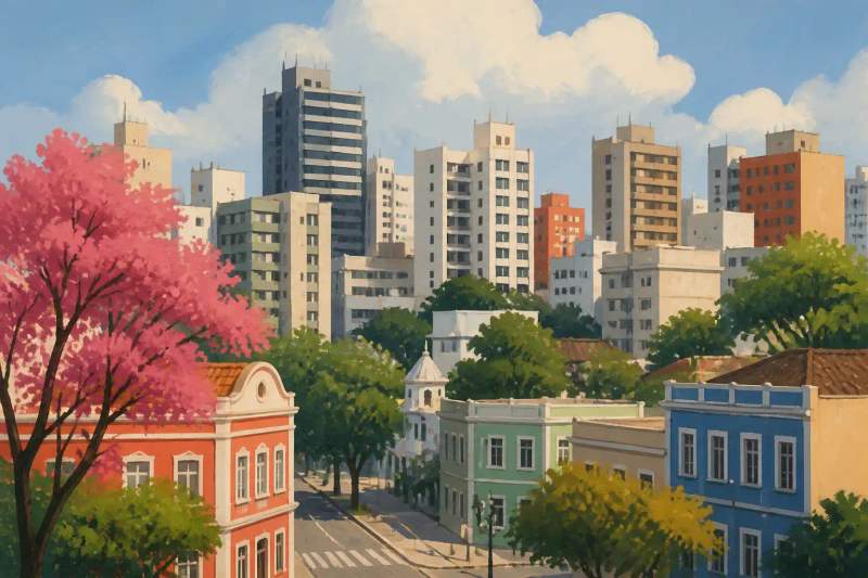 Interior de apartamento mobiliado moderno em Curitiba pronto para locação por temporada